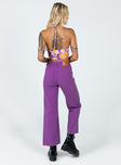 back view of model wearing Princess Polly Denver Denim Jeans Purple High Waisted 