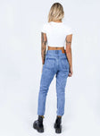 Princess Polly High Waisted  Vernazza Yolk Detail Denim Jeans