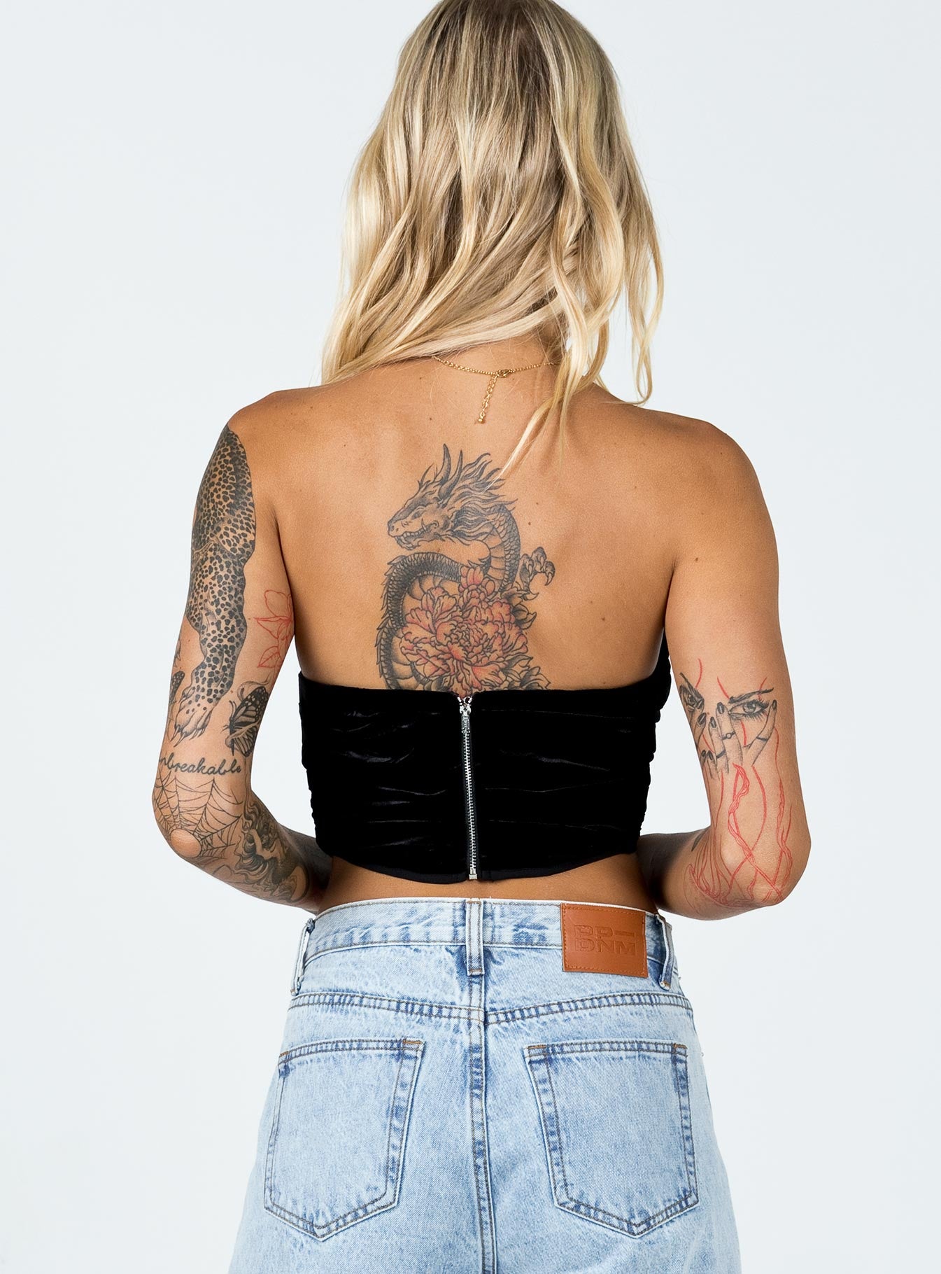 back view of model wearing Princess Polly Pardo Top Black 