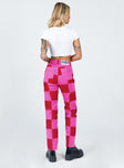 Princess Polly High Waisted  The Ragged Priest Muse Denim Jeans Pink & Red