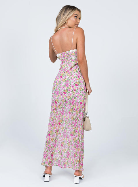 Emily Maxi Dress - Satin | Pink Floral | Womens | Princess Polly Emily Maxi Dress - Satin | Pink Floral | Womens | Princess Polly