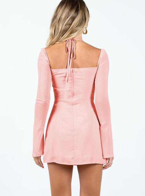 dyer sheer sleeve mini dress Dyer Sheer Sleeve Mini Dress Pink