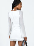 Princess Polly Square Neck  Bilbao Long Sleeve Mini Dress White