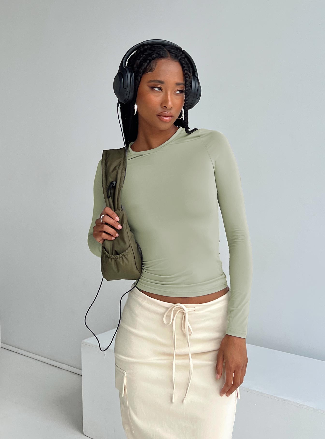 Arnim Long Sleeve Top Green | Princess Polly