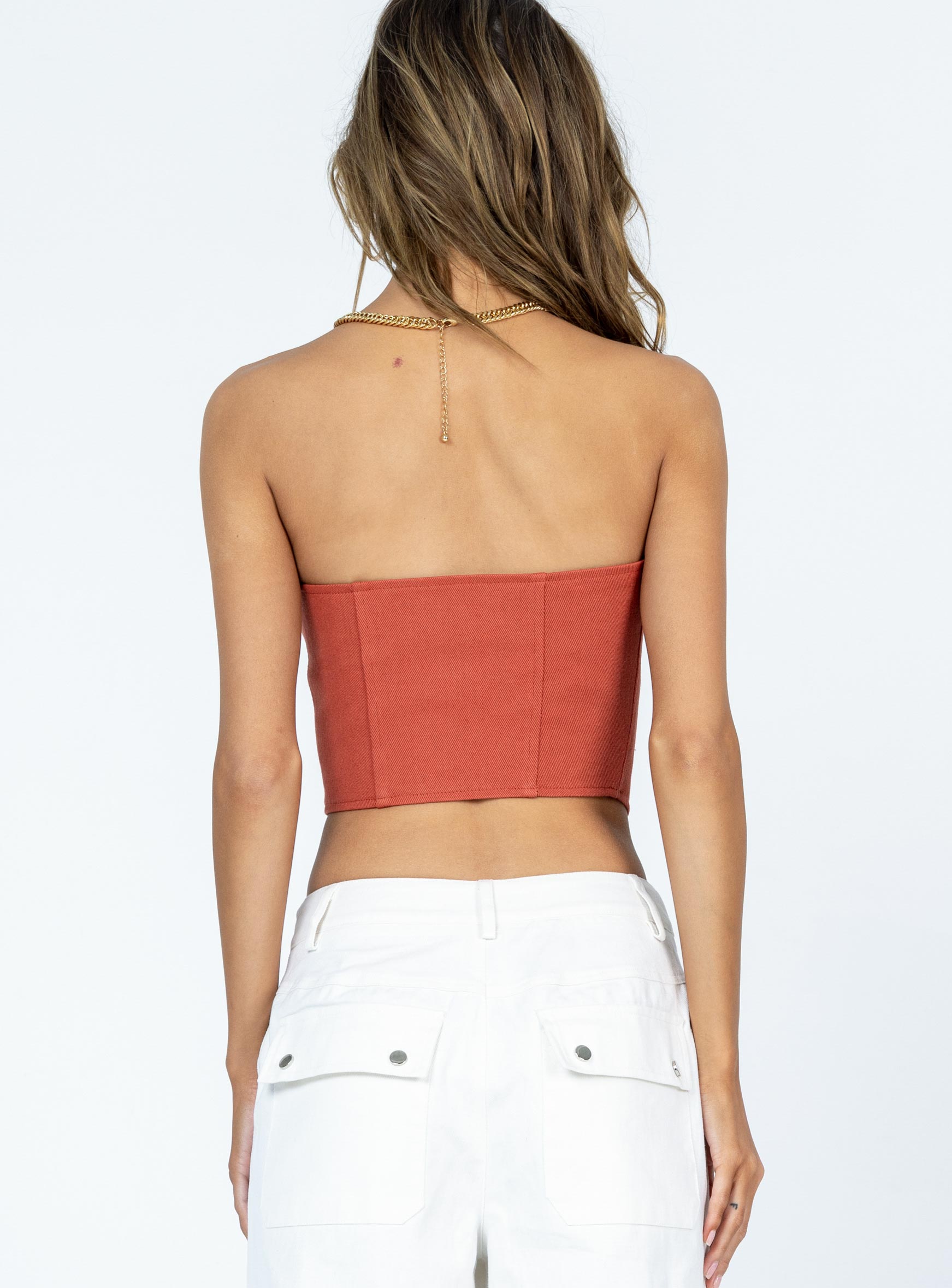 product Princess Polly Sleeveless Sleeveless High Neck High Neck  East Gate Corset Red