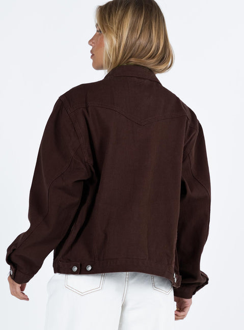 Western Denim Jacket Dark Brown