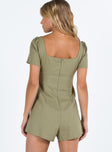 Romper Inner silicone strip at shoulders  Square neckline  Invisible zip fastening at back 