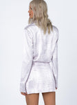 back view of model wearing Princess Polly Mirror Image Mini Dress Python 