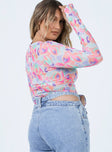 back view of model wearing Princess Polly Lucas Long Sleeve Top Multi 