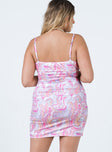 back view of model wearing Princess Polly Alejandro Mini Dress Pink Multi 