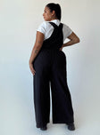 Overalls Pinstripe print  Adjustable shoulder straps  Single chest pockets  Belt looped waist  Four classic pockets  Invisible zip fastening at side  Wide leg 