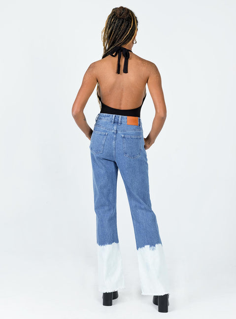 back view of model wearing Princess Polly Myrtle Mid Slouch Denim Jeans High Waisted 