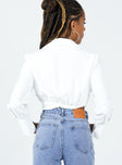 back view of model wearing Princess Polly French Kiss Twist Shirt White 