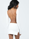 Front view of model wearing  front Princess Polly Square Neck  Ignite Mini Dress White