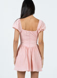 Front view of model wearing  front Princess Polly Square Neck  Caria Mini Dress Dusty Pink