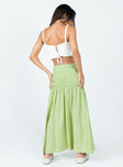 back view of model wearing Princess Polly Porto Maxi Skirt Green 