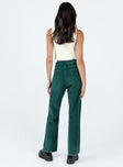 Front view of model wearing  front Princess Polly High Waisted Pants  Kalinda Jeans Green Cord