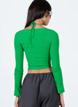 Long sleeve top Ribbed material Square neckline Adjustable cut-out at front with tie fastening Good stretch Lined bust
