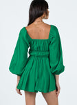 Princess Polly Square Neck  Halton Long Sleeve Mini Dress Green