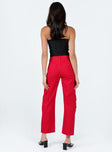 product Princess Polly High Waisted Pants  Schafer Wide Legs Jeans Red