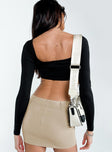 Black long sleeve crop top Elasticated shoulders Can be worn on or off the shoulder 
