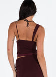 product Princess Polly Sleeveless High Neck  Motel Sambu Top Mesh Burgundy