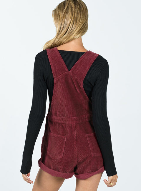 Kacey Short Overalls Burgundy | Princess Polly Kacey Short Overalls Burgundy | Princess Polly