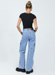 product Princess Polly High Waisted  Vincent Cargo Jeans Mid Wash Denim