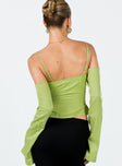 product Princess Polly Full Sleeves Square Neck  Cold Shoulder Top Green