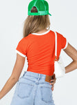 back view of model wearing Princess Polly Bahama Mama Cropped Tee Red 