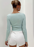Long sleeve top Waffle material V-neckline Good stretch Lined bust