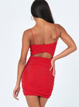 back view of model wearing Princess Polly Holloway Wishes Mini Dress Red 