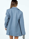 Oversized blazer in slate grey Double button fastening Twin front pockets Padded shoulders Lapel collar Split at back
