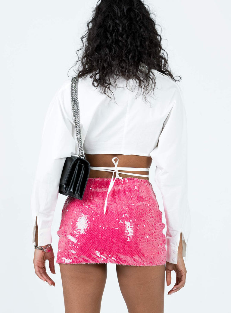 Tailored Micro Mini Skirt Pink