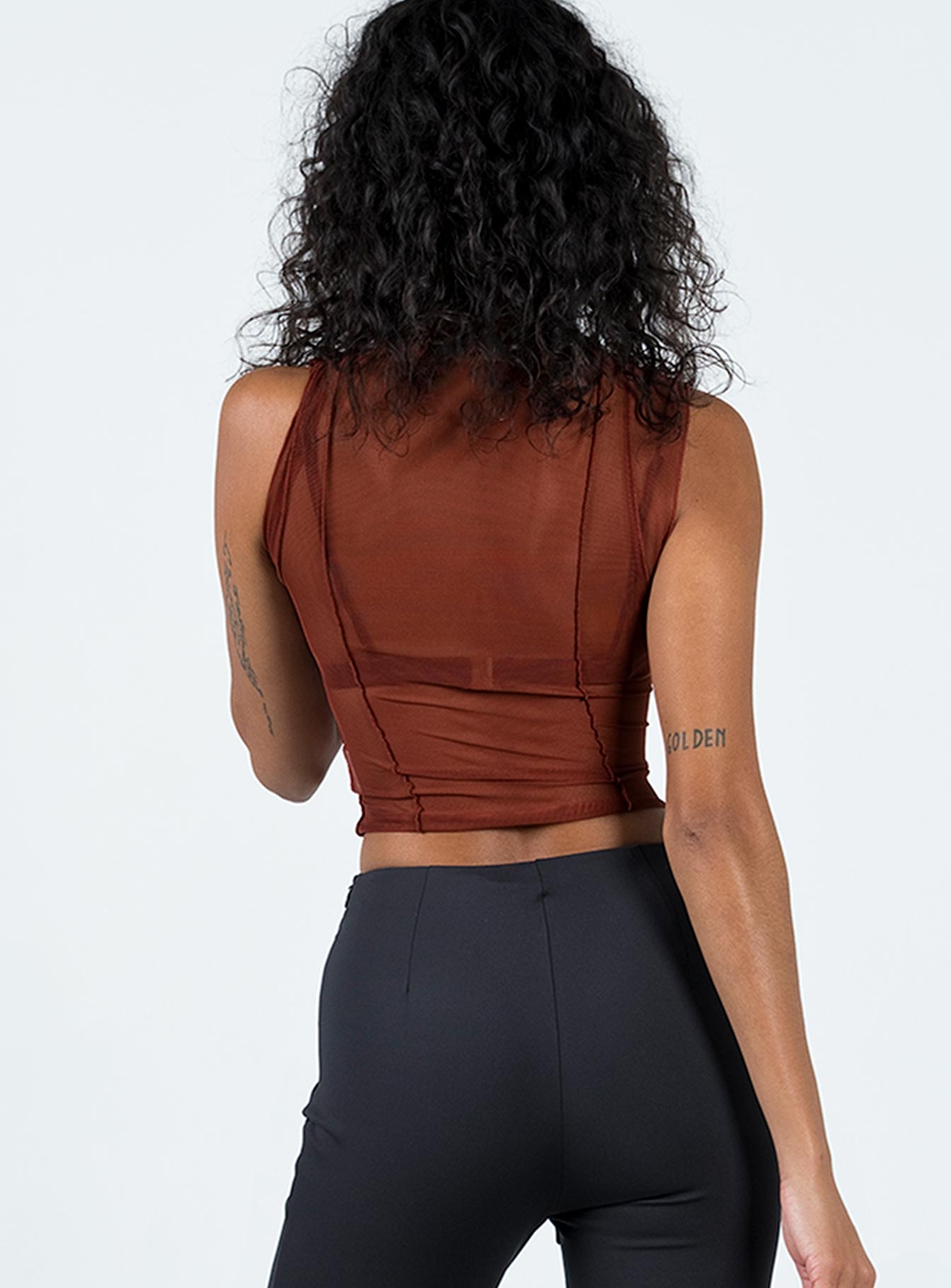 product Princess Polly Sleeveless Crew Neck  Carlingford Lace Up Top Brown