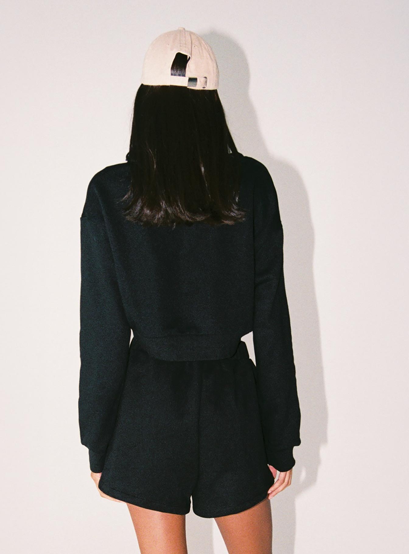 Rise & Lounge Cropped Henley Sweatshirt Black Princess Polly  Cropped 