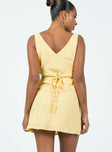 Princess Polly V-Neck  Nellie Mini Dress Yellow Polka Dot