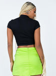 Crop top Spare button included  Ribbed material  High neck Button fastening at neckline  Keyhole cut out 