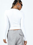 Long sleeve top Slim fitting 100% polyester Ribbed material Cut out detail at shoulder Longline design