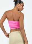 Front view of model wearing  front Princess Polly Sleeveless Asymmetric Neckline  Kallista Top Pink