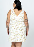 Princess Polly Plunger  Nellie Mini Dress White / Yellow Floral Curve