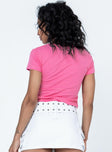 Pink tee Graphic print  Cap sleeves  Good stretch  