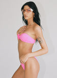 Pink bikini bottoms Textured material  High cut leg Cheeky cut bottoms