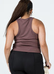 Play The Game Tank Top Brown Curve