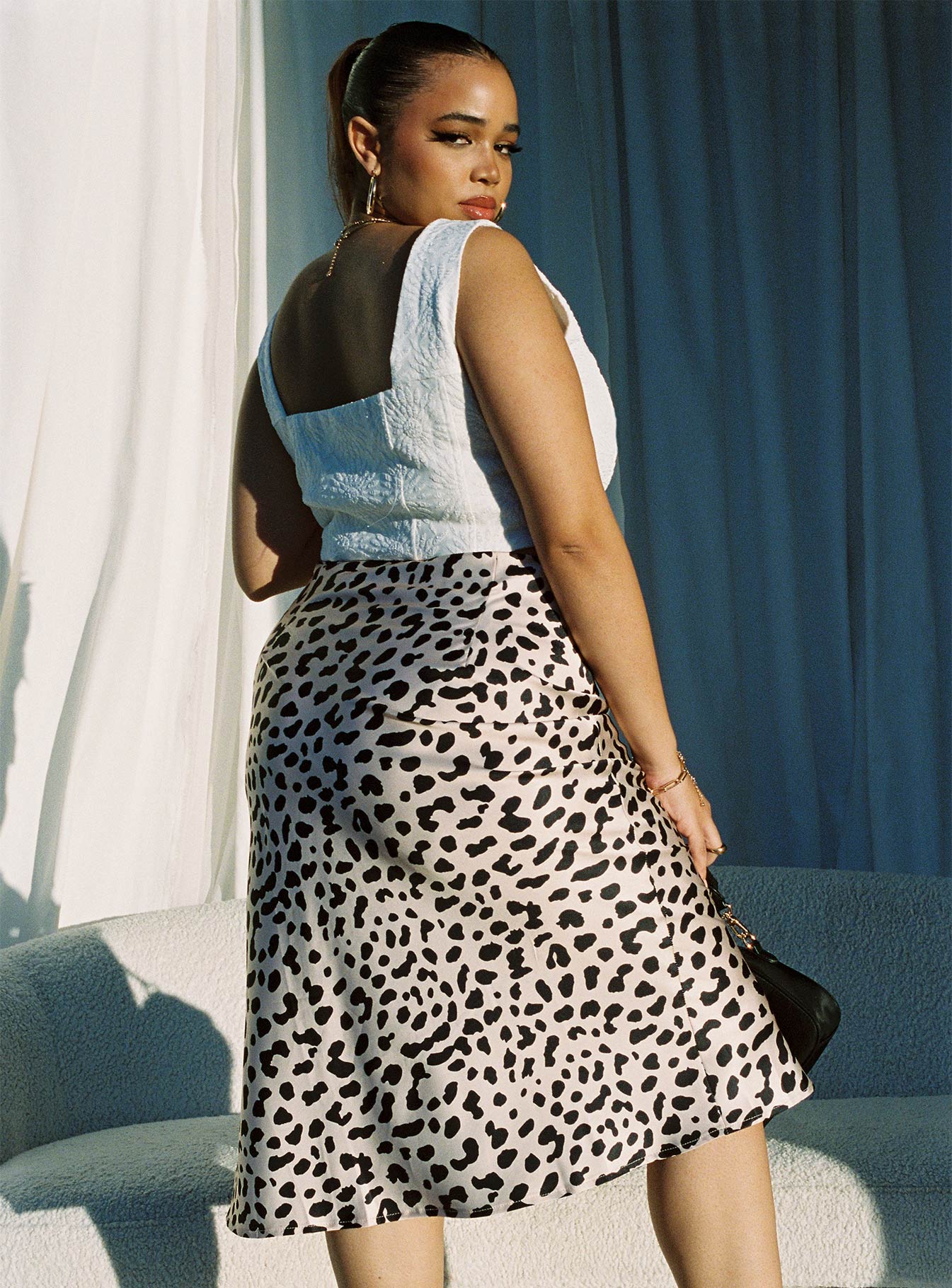 product Nia Midi Skirt Beige Curve Princess Polly  Midi Skirts 