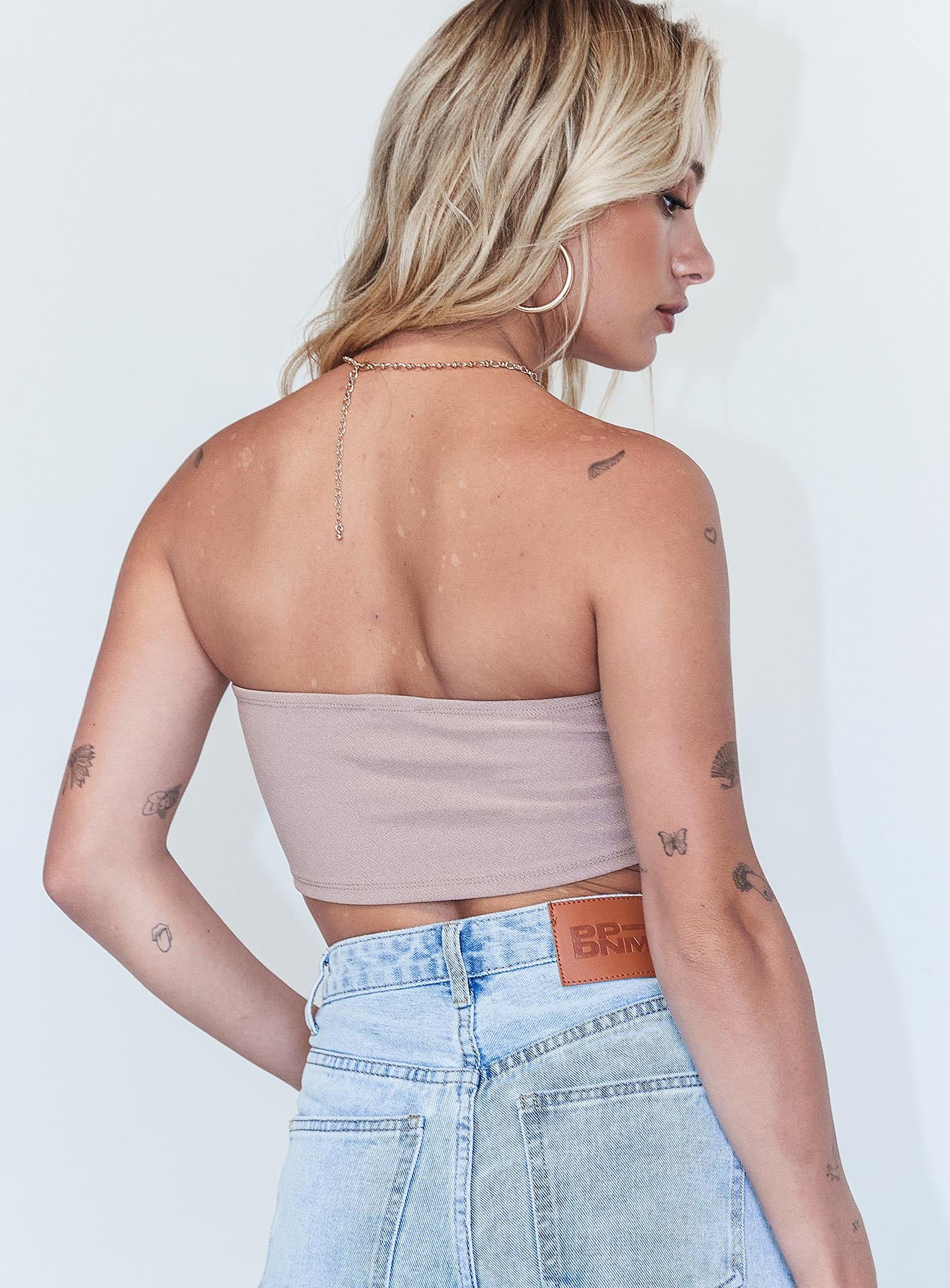 back view of model wearing Princess Polly Kerlin Top Brown 