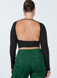 Long sleeve crop top Ribbed material Cut out at back