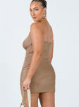 product Princess Polly Asymmetric Neckline  Giorgia Strapless Mini Dress Beige