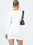 Princess Polly Square Neck  Ester Long Sleeve Mini Dress White