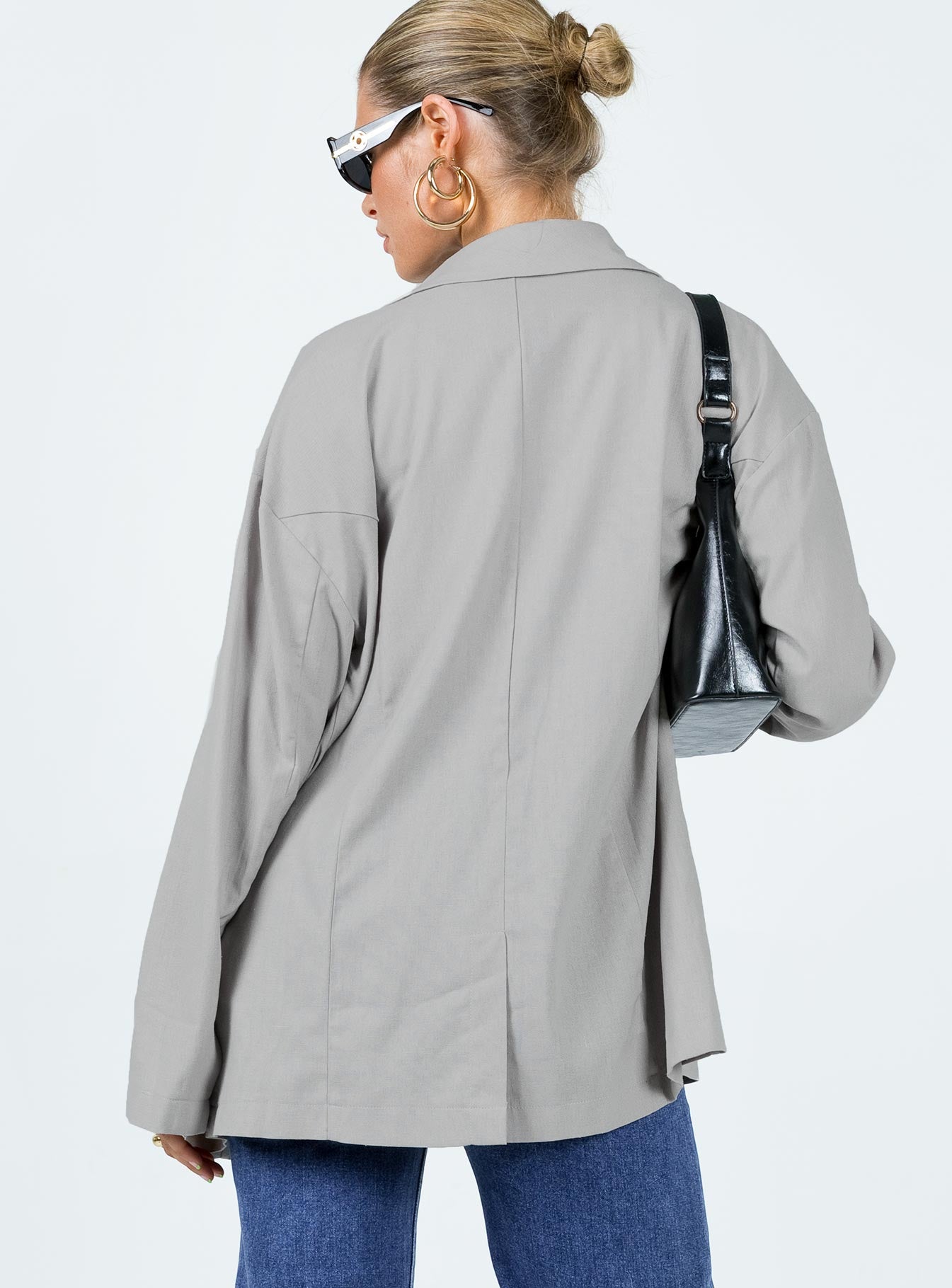 Amber Oversized Linen Blazer Grey